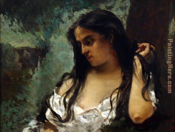 Gypsy in Reflection painting - Gustave Courbet Gypsy in Reflection art painting